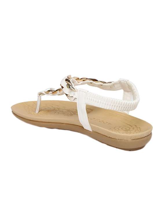 white pu back strap sandals - 15071972 -  Standard Image - 2