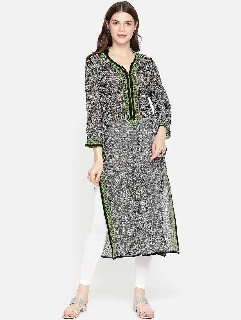 black georgette straight kurta