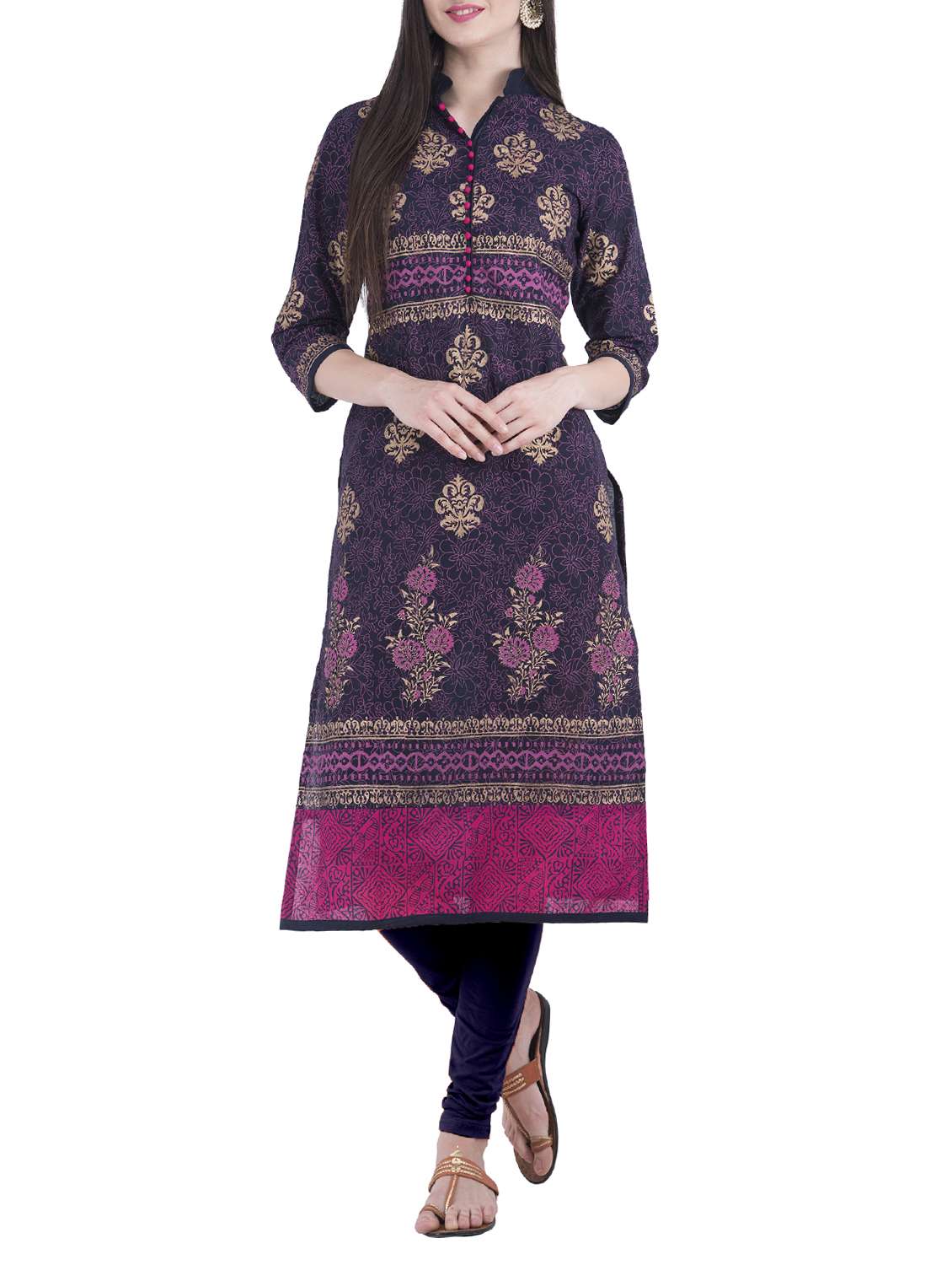 black cotton straight kurta