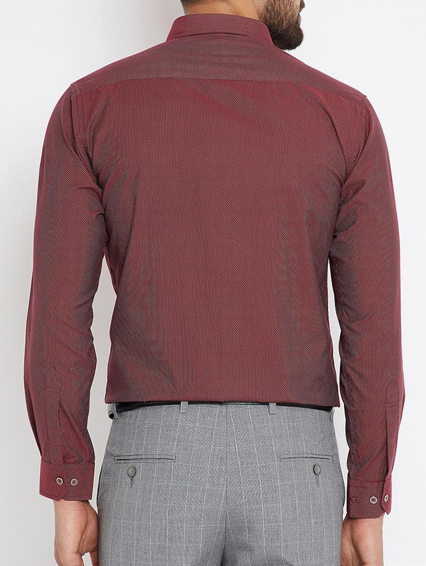 maroon polka dots casual shirt - 15072941 - Standard Image - 2