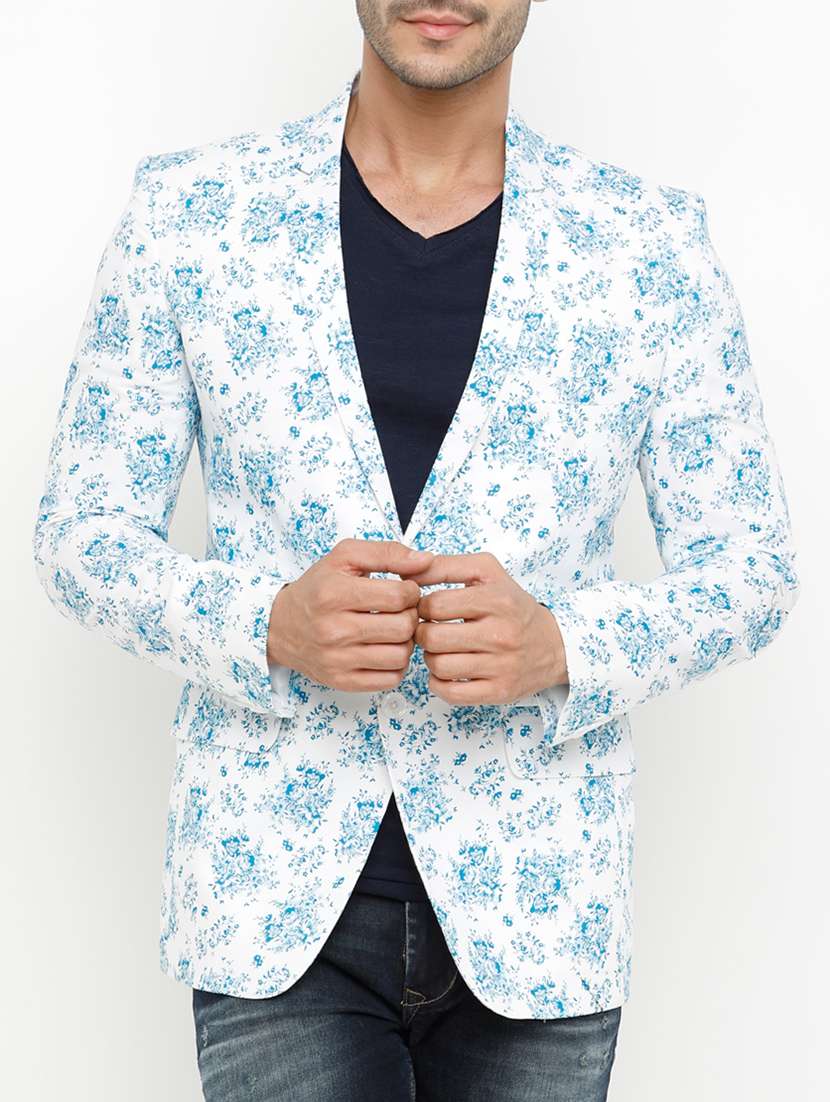 white cotton casual blazer