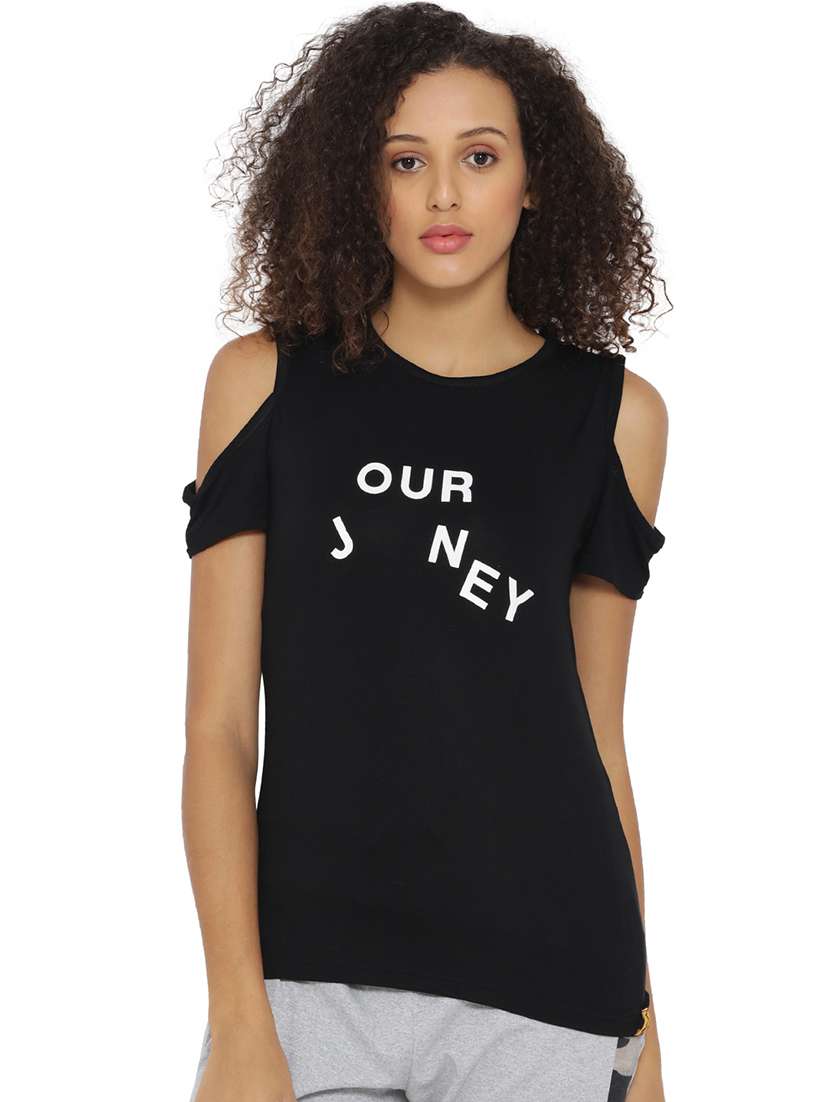 women's chest print round neck t-shirt