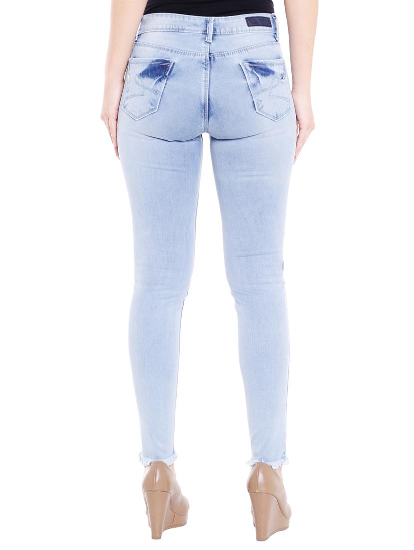 light blue denim frayed jeans - 15075663 - Standard Image - 2