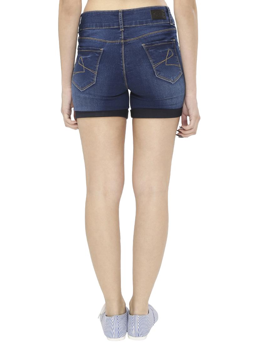 dark blue denim shorts - 15075709 - Standard Image - 2