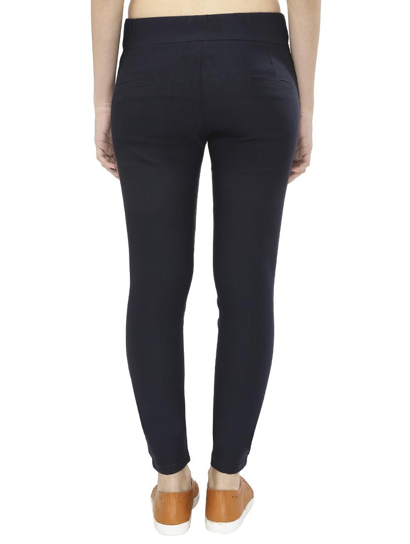 navy blue cotton blend jegging - 15075762 - Standard Image - 2