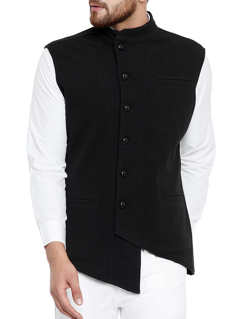 black cotton nehru jacket