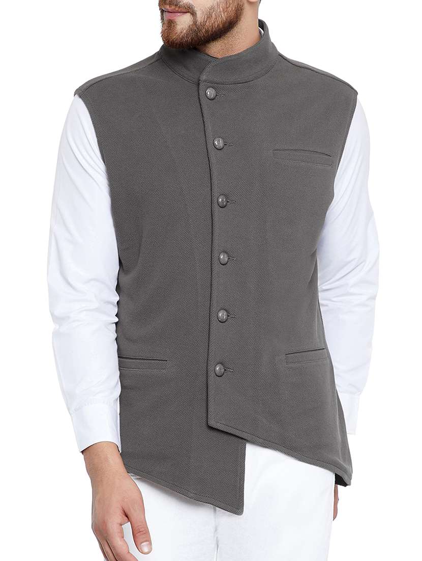 grey cotton nehru jacket
