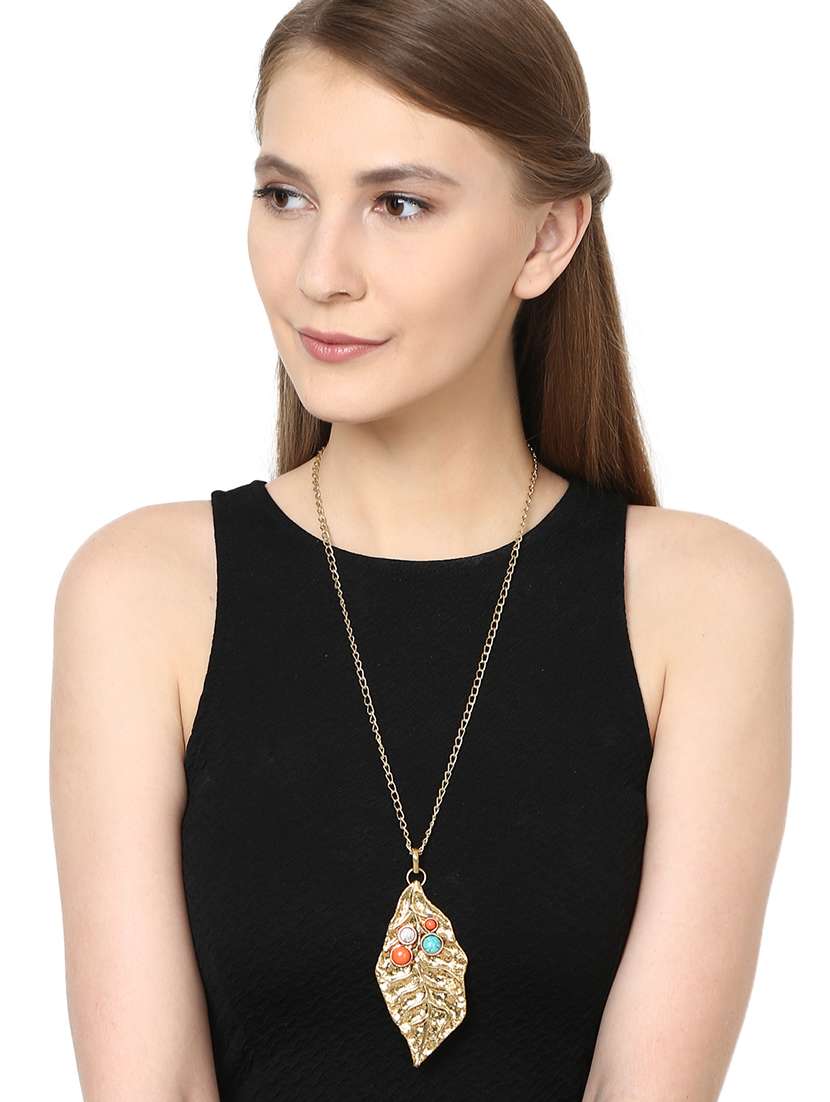 gold brass long necklace