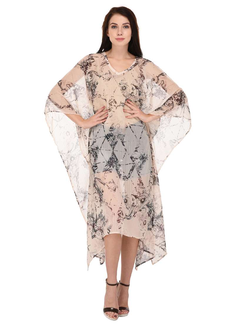 beige printed kaftan