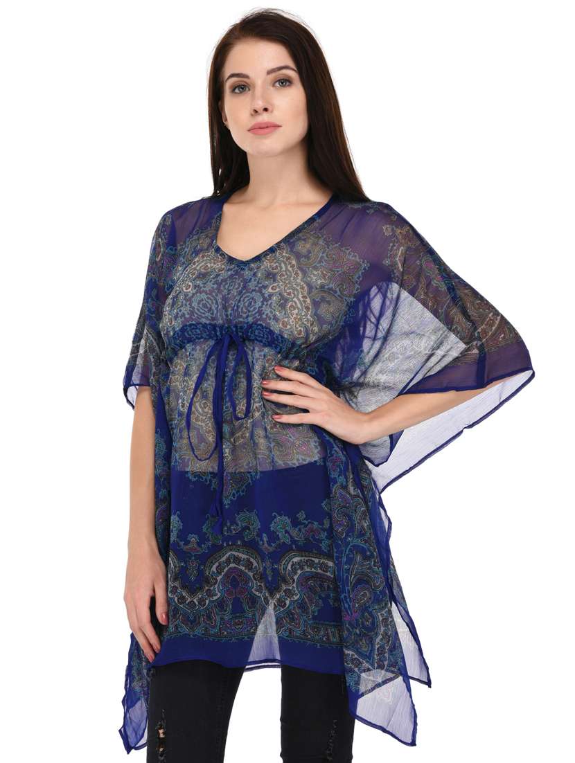 blue printed kaftan
