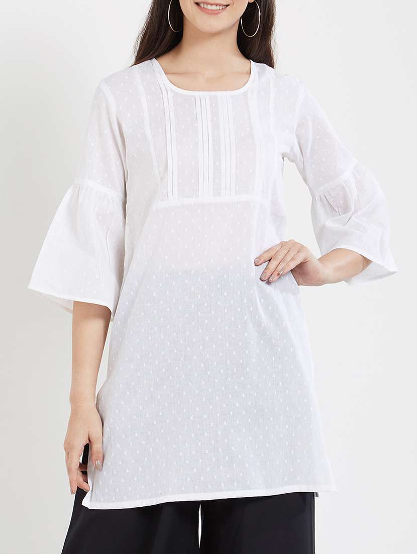 white cotton solid kurta