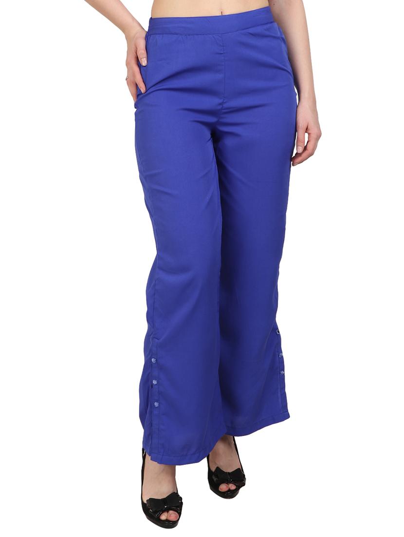 solid blue crepe palazzo - 15083533 - Zoom Image - 0