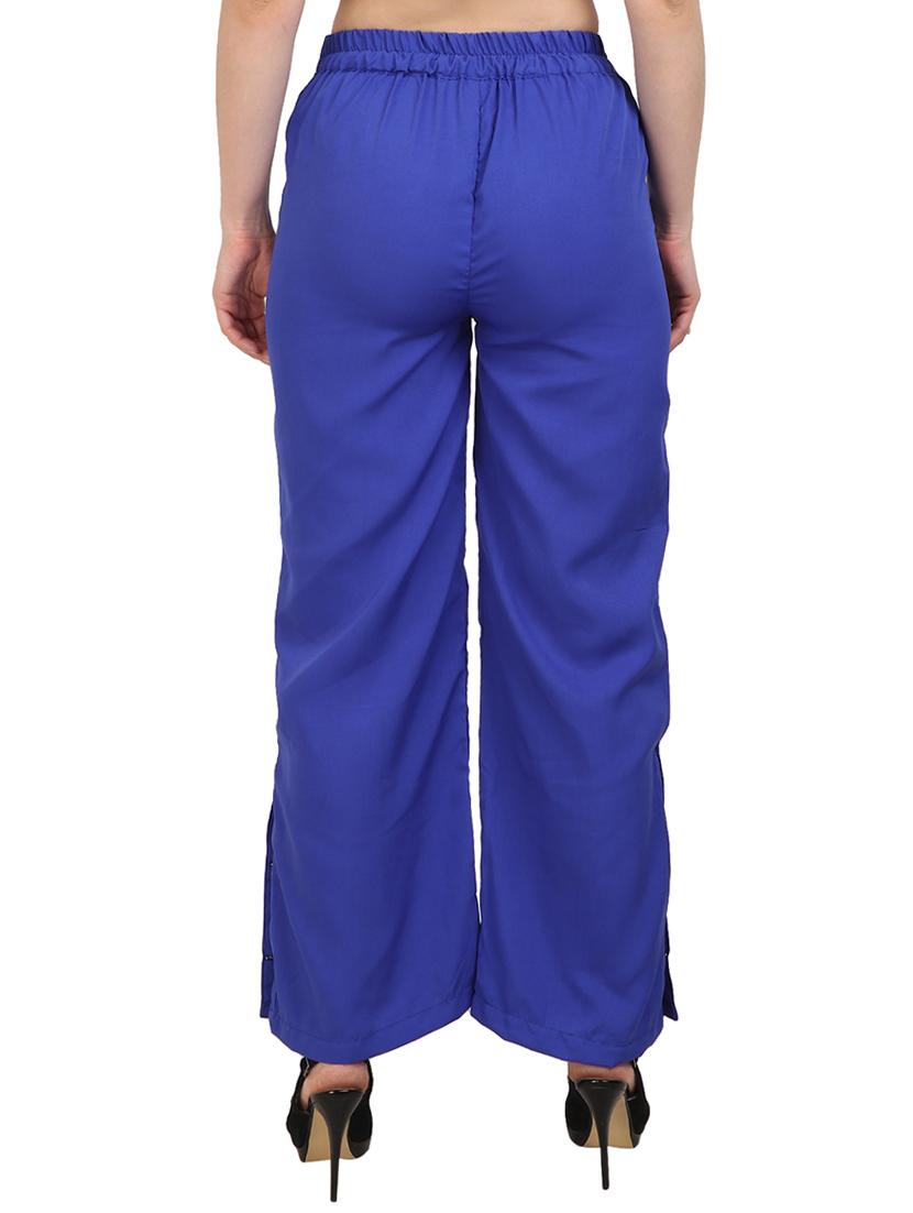 solid blue crepe palazzo - 15083533 - Standard Image - 2