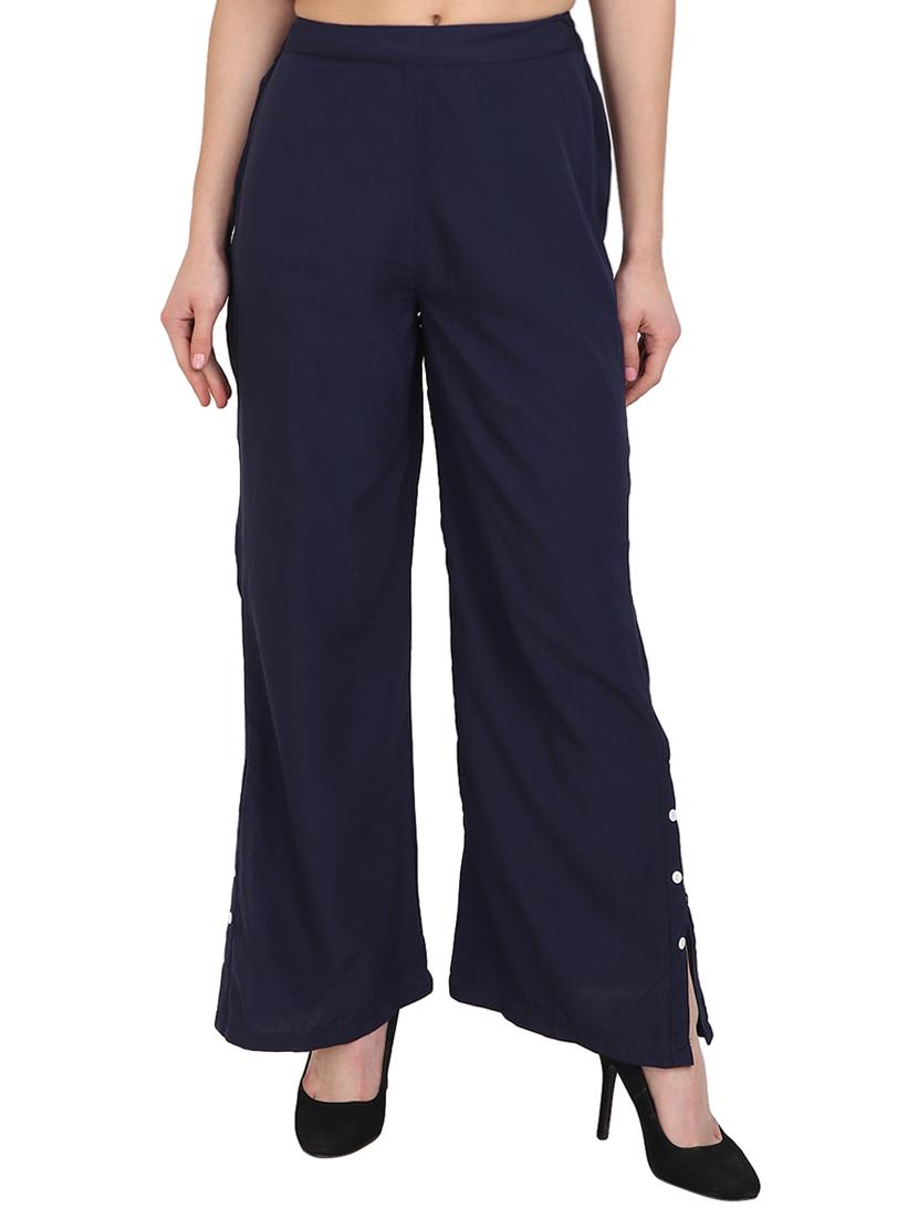 navy blue crepe palazzo - 15083541 - Zoom Image - 0