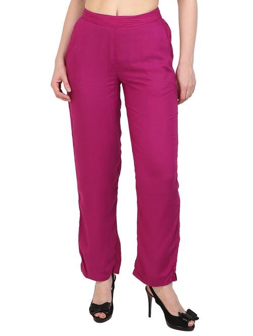 purple rayon palazzos - 15083542 -  Standard Image - 0