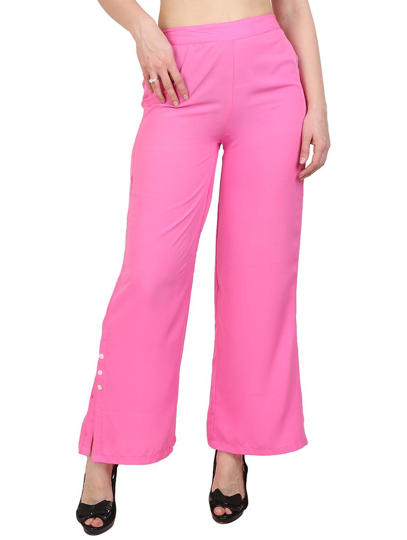 pink crepe palazzos - 15083554 - Zoom Image - 0