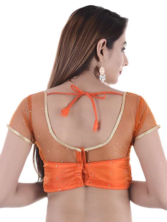 Orange Silk Embroidered Blouse
