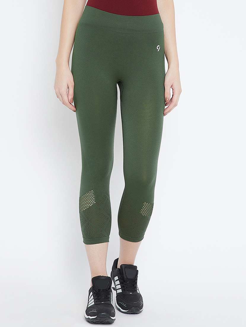 solid green sports capri
