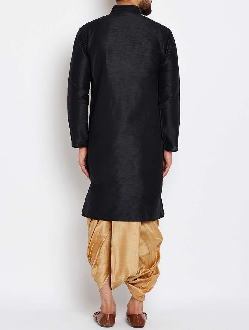 black silk blend dhoti kurta set - 15085463 -  Standard Image - 2