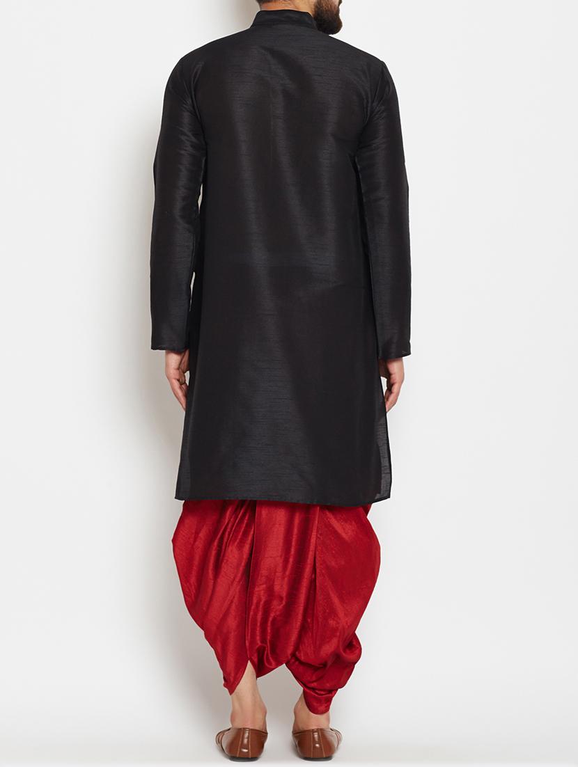 black silk blend dhoti kurta set - 15085467 - Standard Image - 2