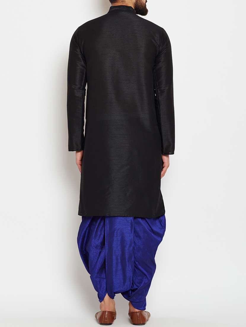 black silk blend dhoti kurta set - 15085468 -  Standard Image - 2