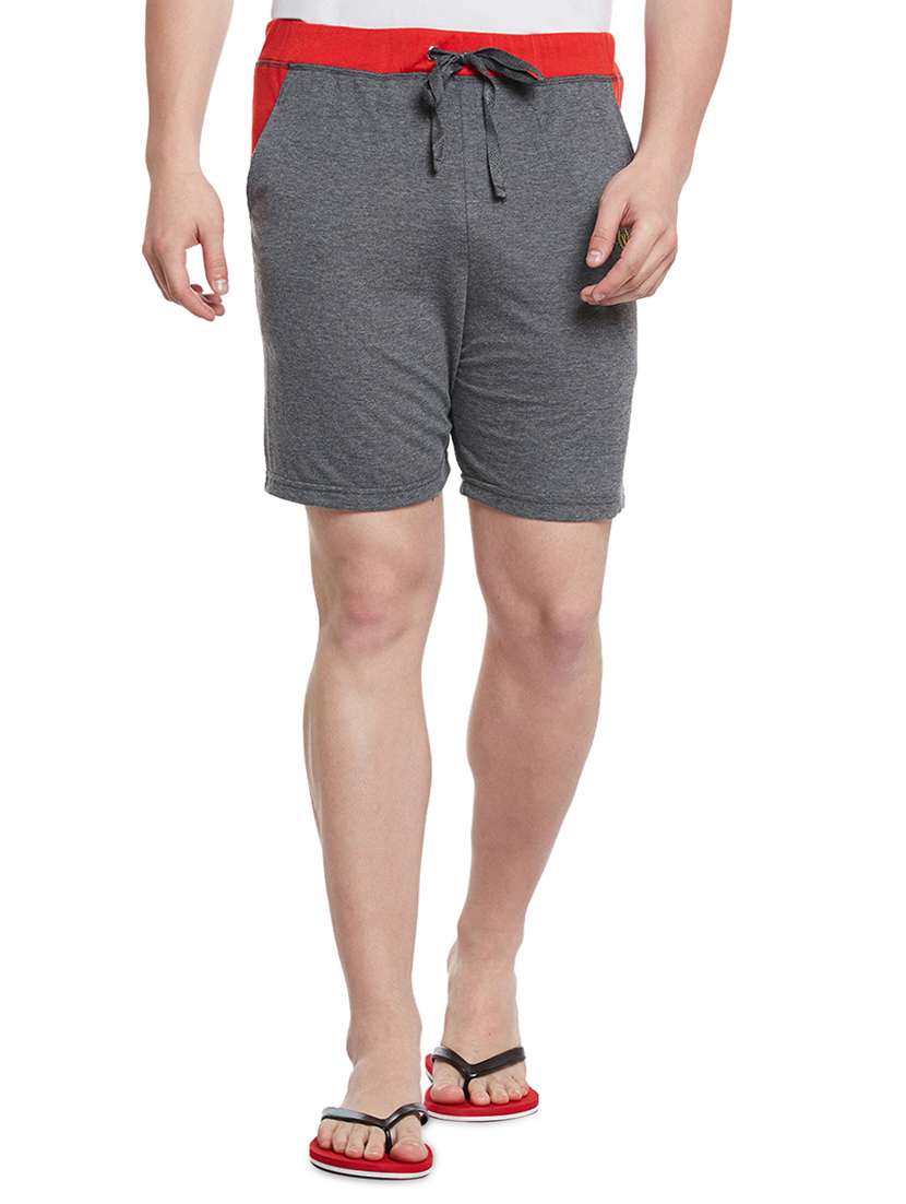 grey cotton blend shorts