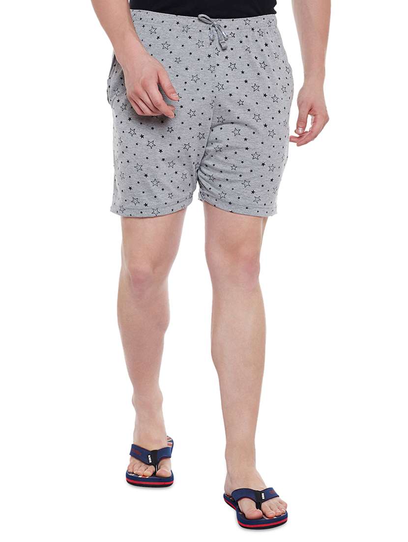 grey cotton blend shorts