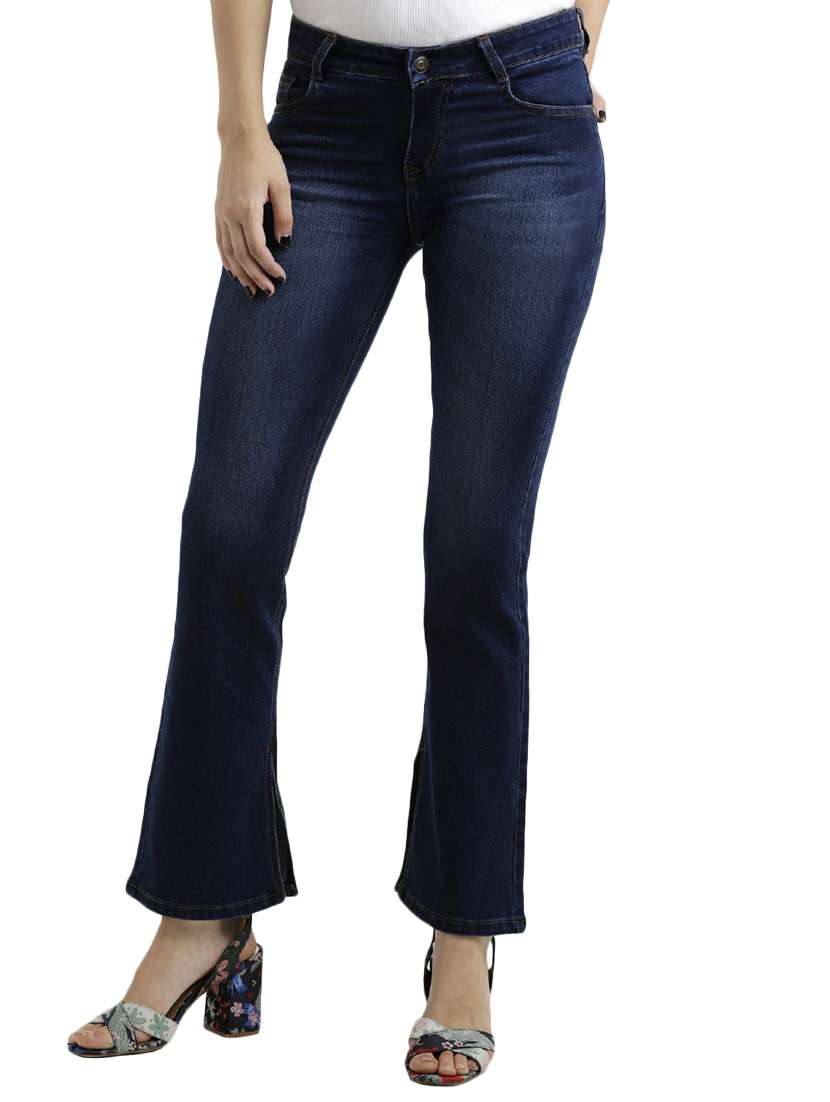 stone washed boot cut jeans