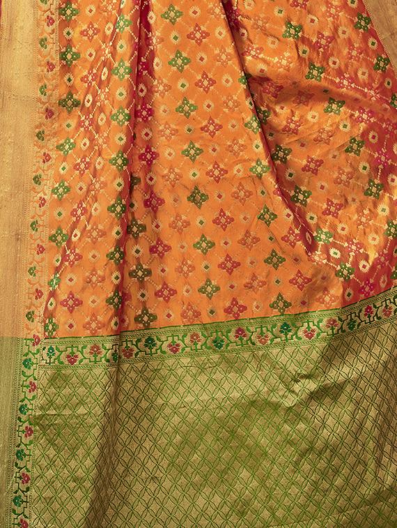 orange woven saree with blouse - 15087631 - Standard Image - 2
