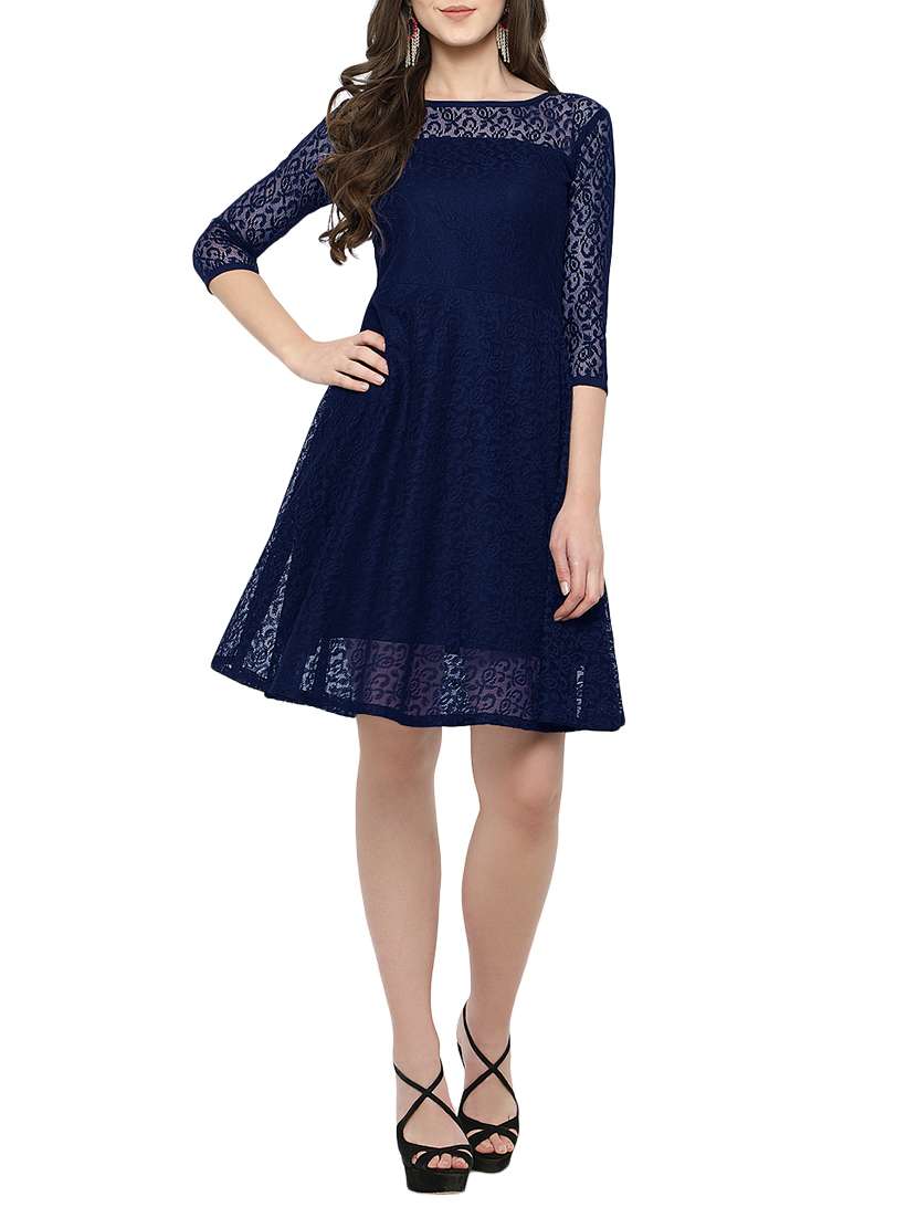 laced panel fit & flare dress