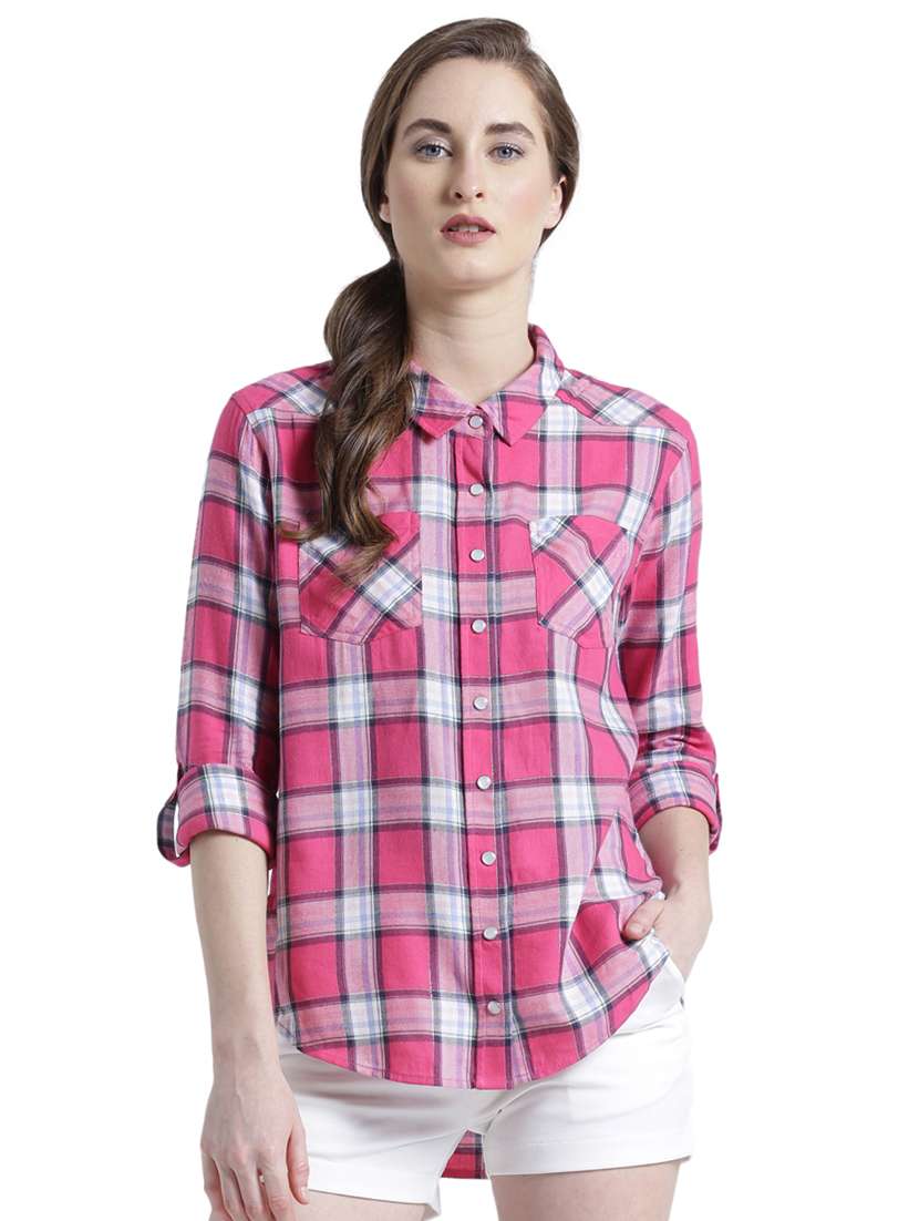 pink cotton asymmetric shirt