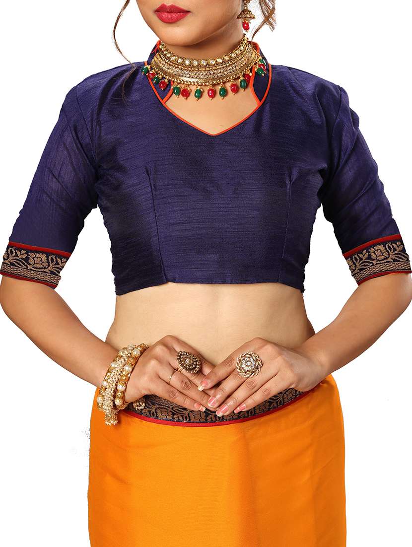 orange satin bordered saree with blouse - 15092642 -  Standard Image - 2