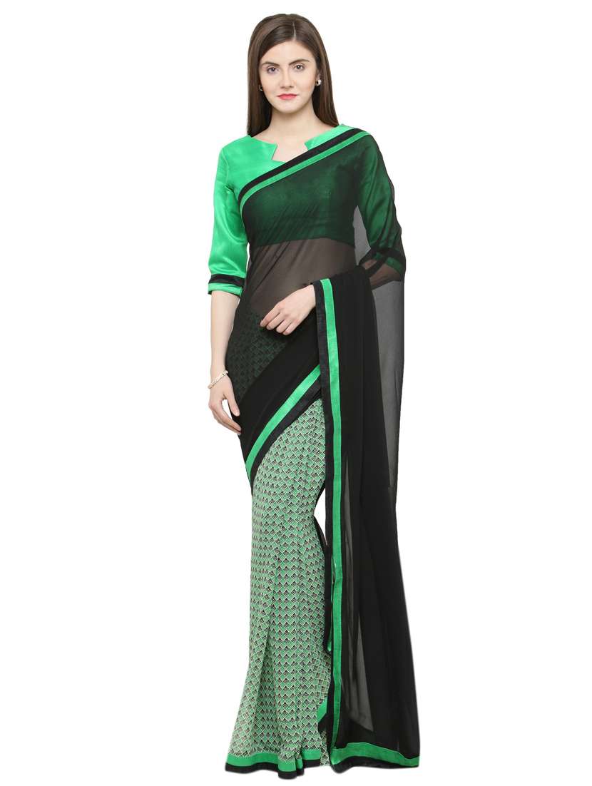 women's printed black colored saree