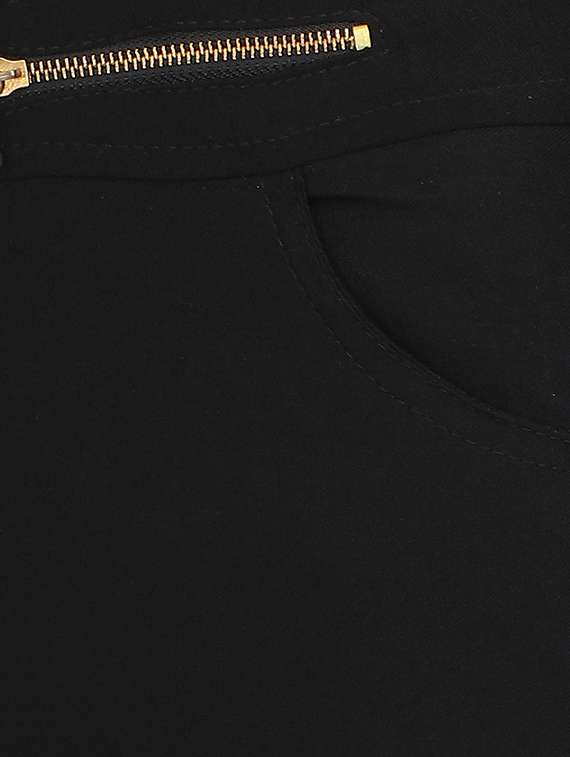 solid black cotton lycra jegging - 15097443 -  Standard Image - 2