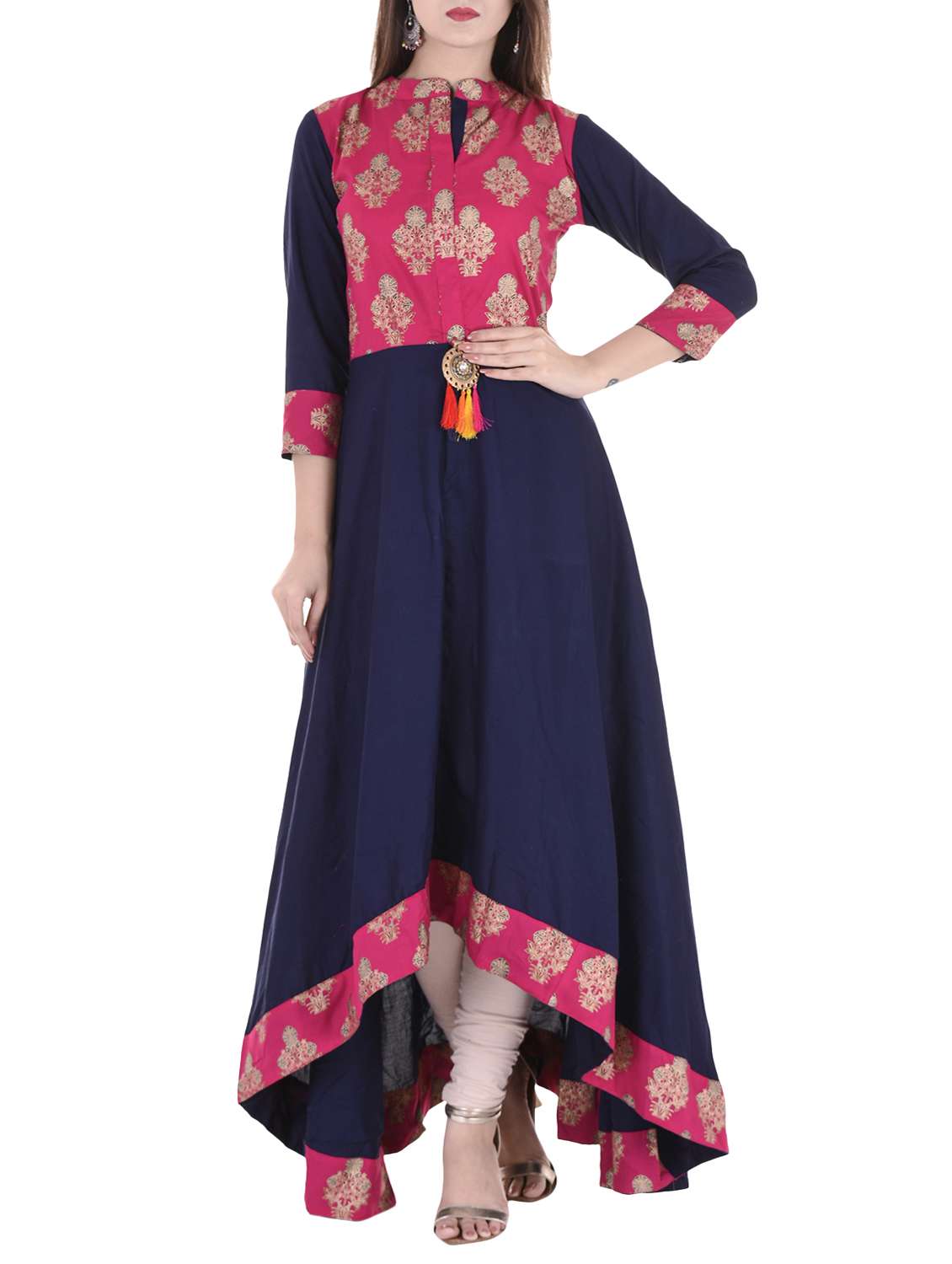 blue rayon high-low kurti