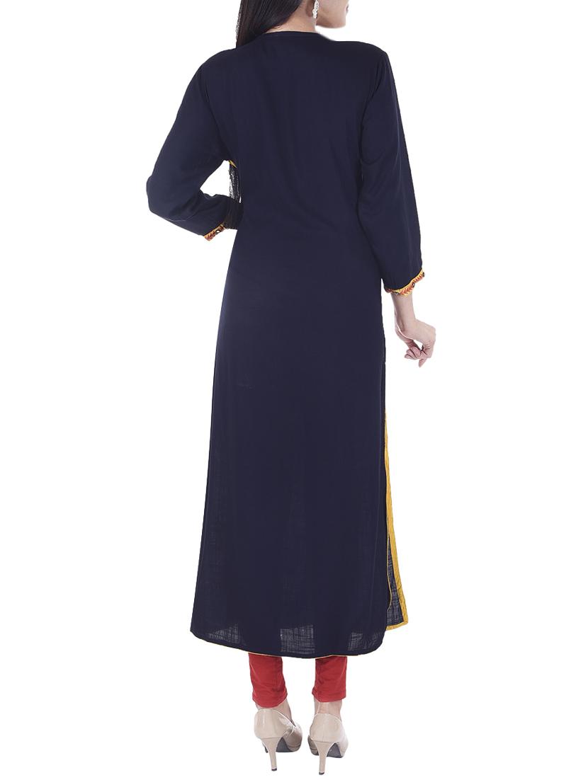 blue rayon layered kurta - 15103011 - Standard Image - 2