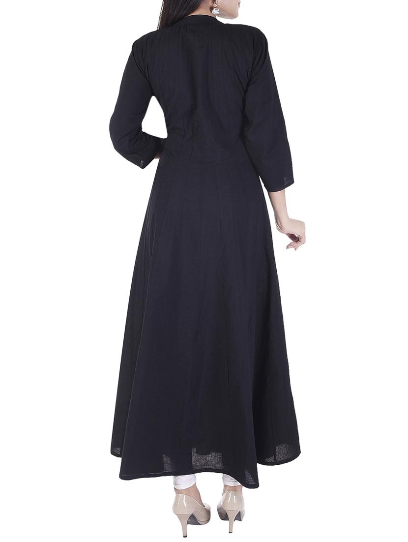black cotton solid kurta - 15103017 - Standard Image - 2