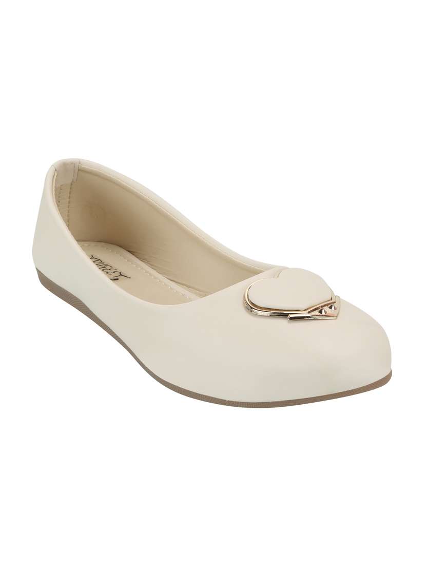 white faux leather slip on ballerina
