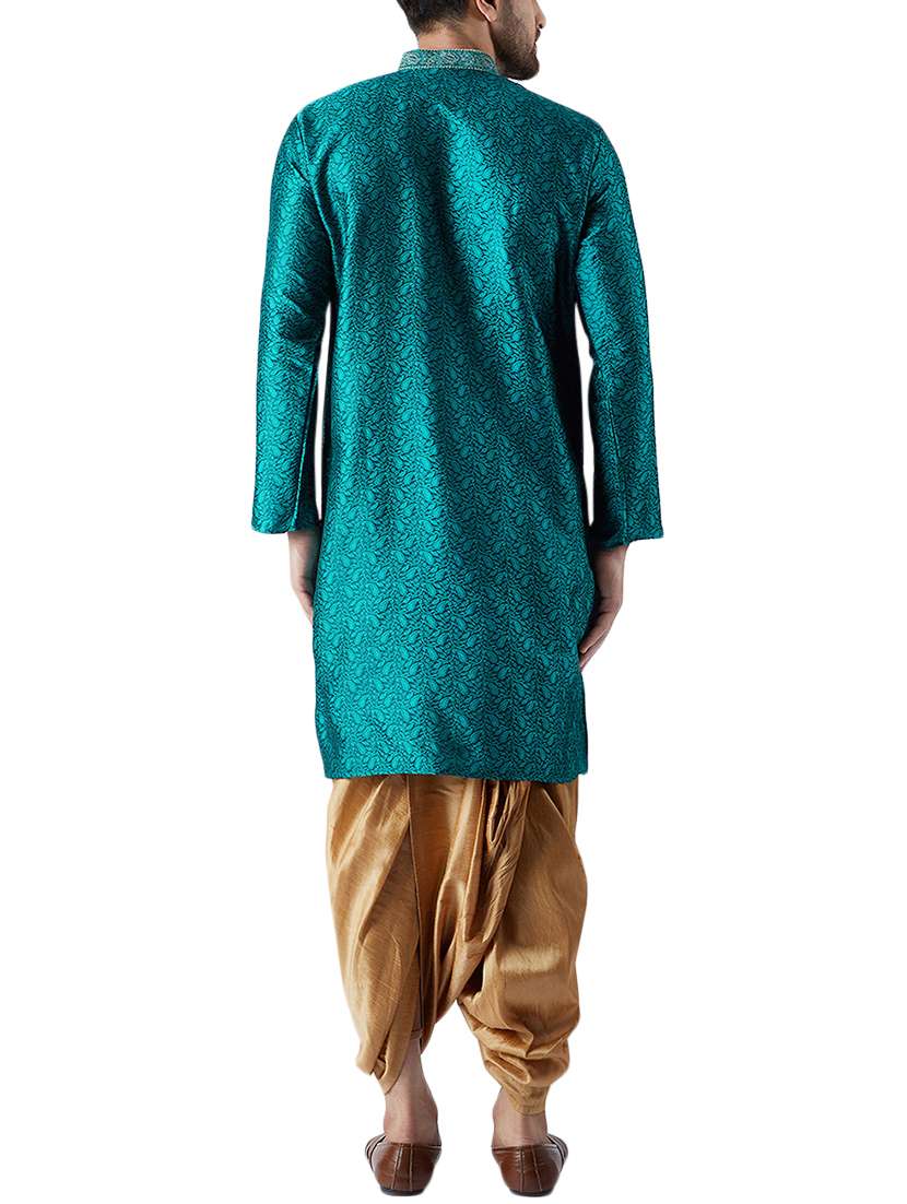 blue silk blend dhoti kurta set - 15107167 -  Standard Image - 2
