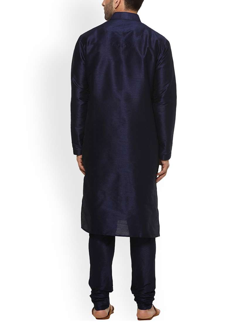 blue silk blend kurta pyjama set - 15107172 - Standard Image - 2