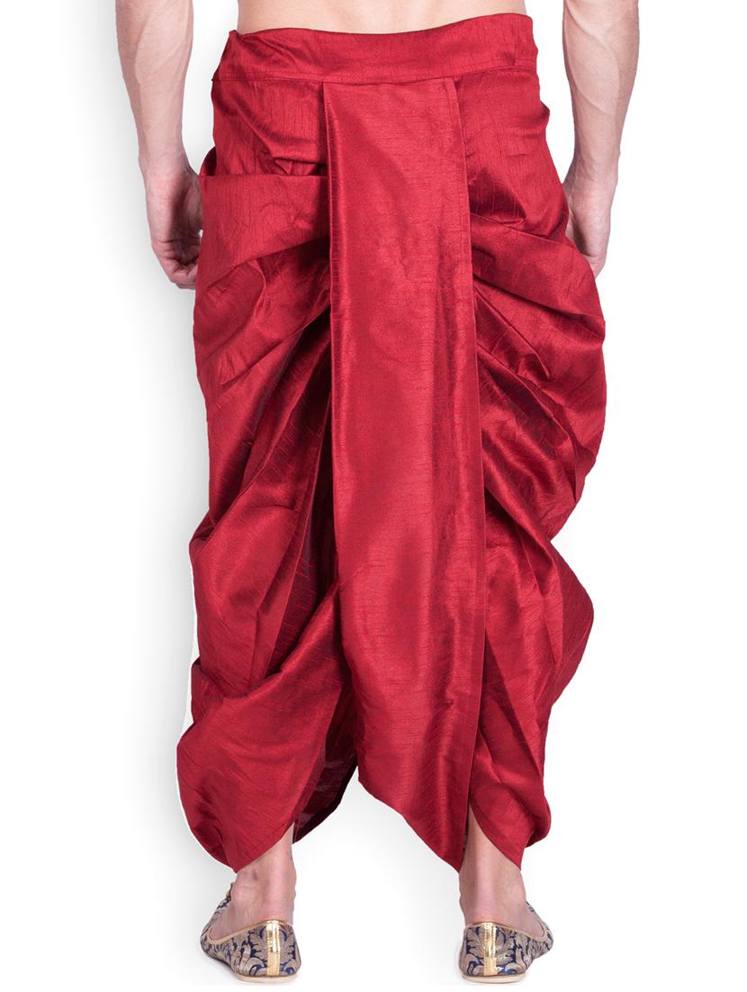 red silk blend dhoti - 15107180 - Standard Image - 2