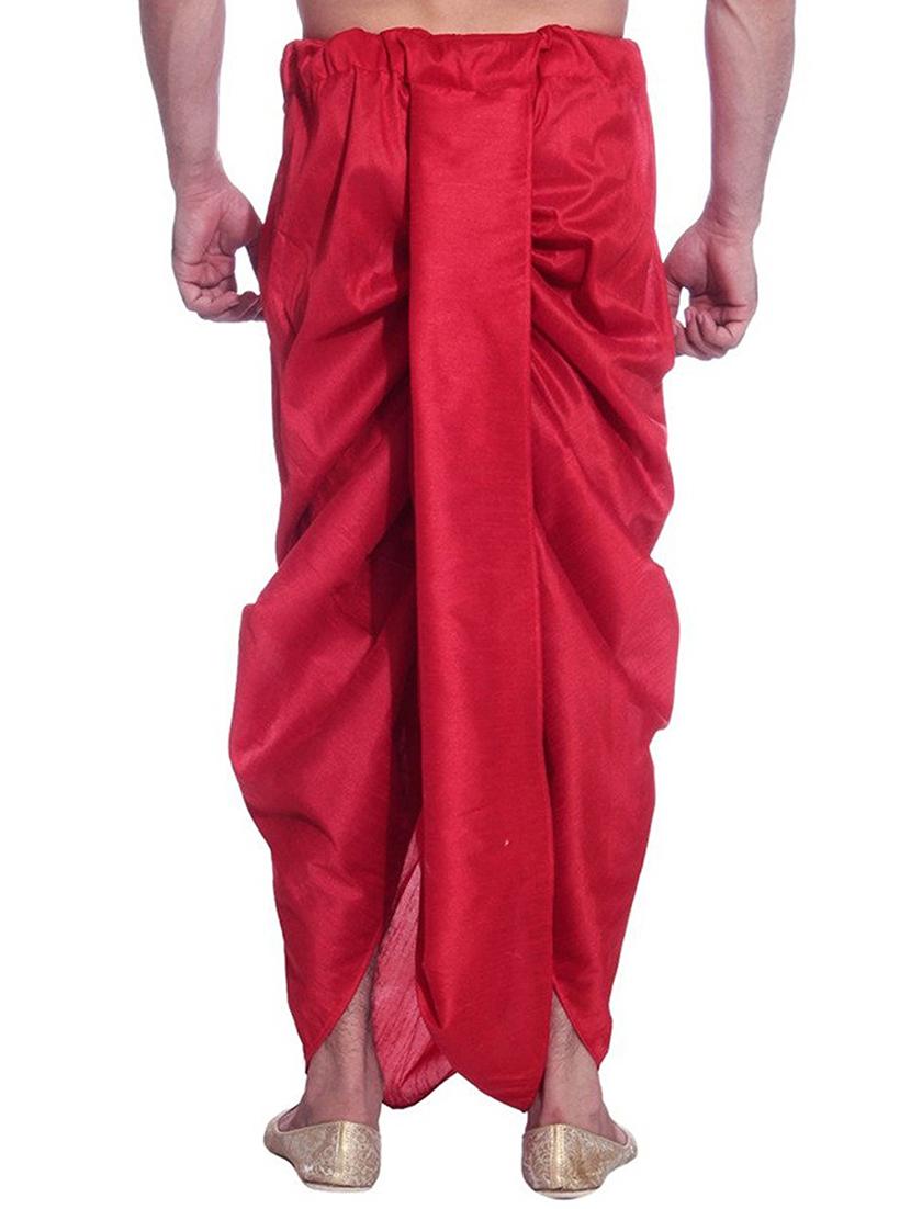 red silk blend dhoti - 15107186 - Standard Image - 2