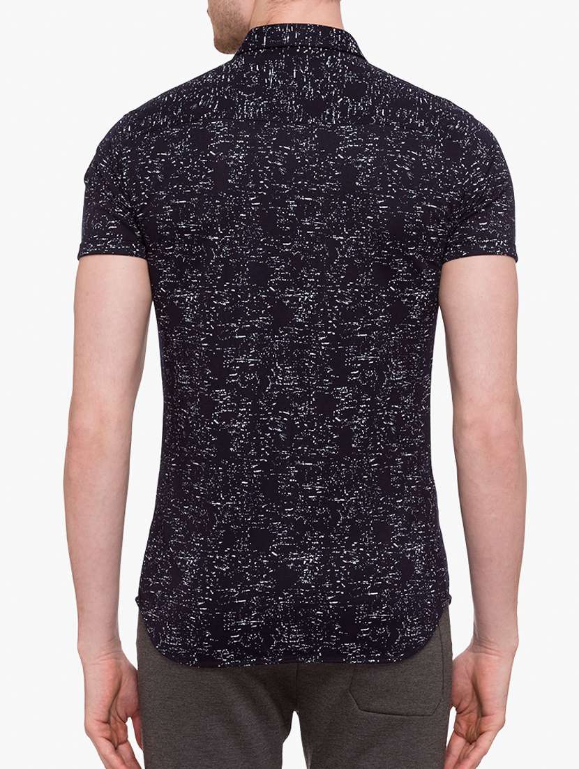 navy blue cotton blend casual shirt - 15113372 -  Standard Image - 2