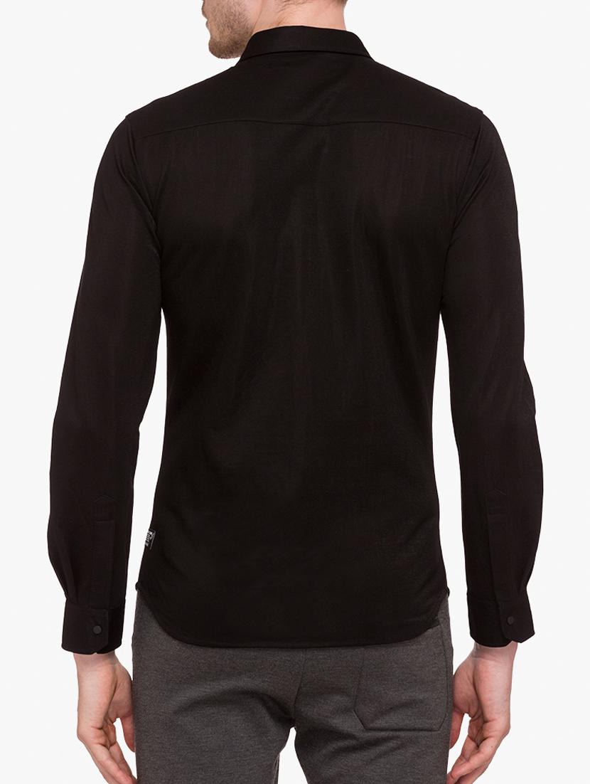 black cotton blend casual shirt - 15113399 - Standard Image - 2