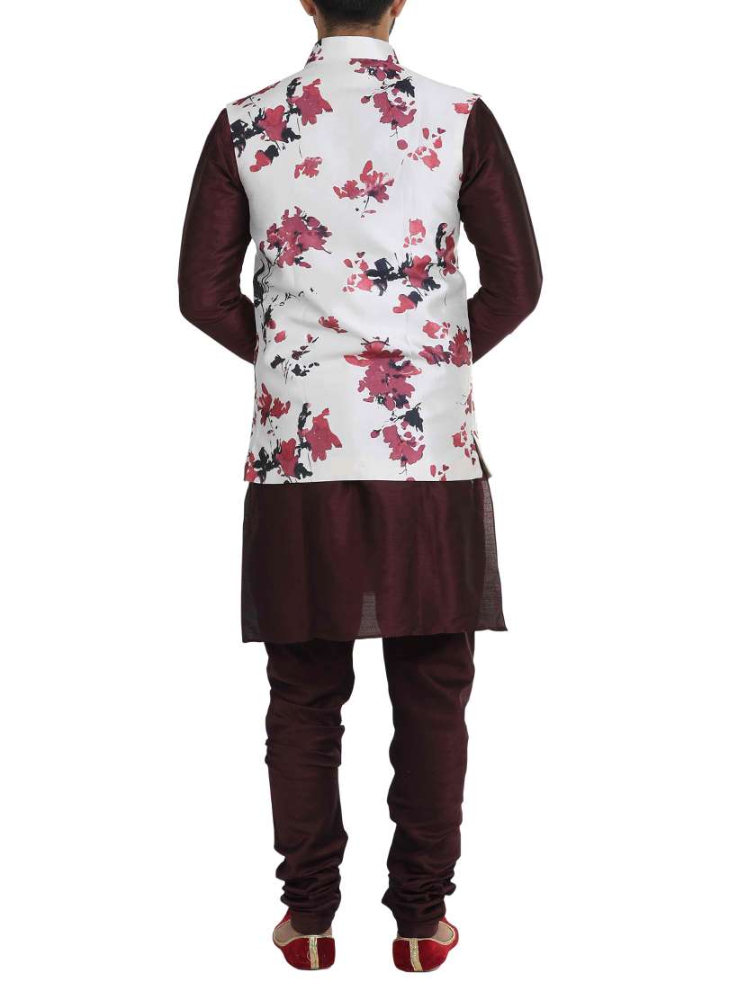 white silk blend nehru jacket - 15115904 -  Standard Image - 2