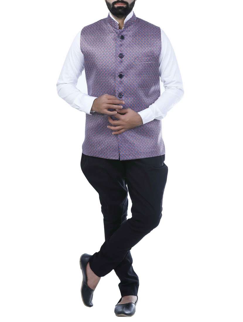 purple silk nehru jacket