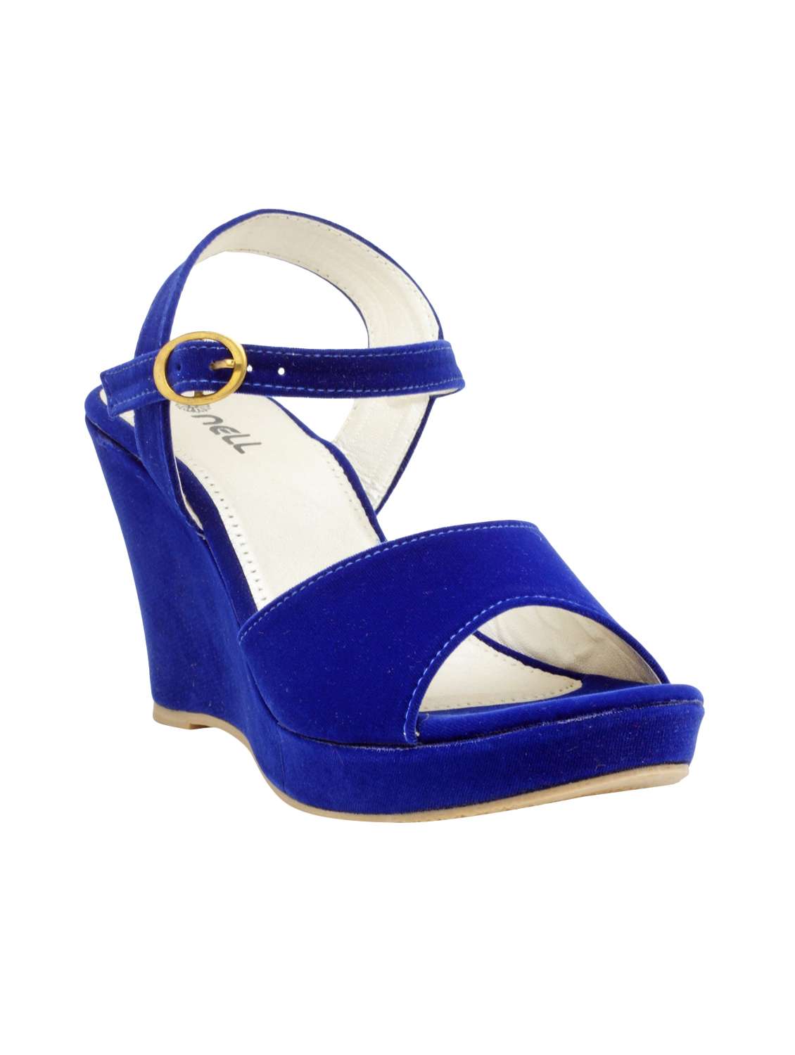 blue ankle strap wedge