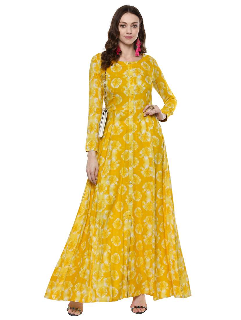shibori print anarkali dress