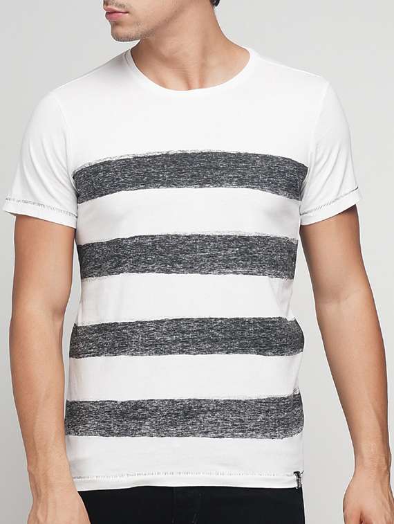 white cotton striped t-shirt