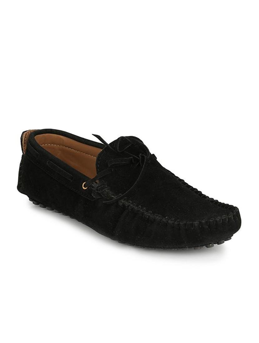 black leather slip on loafer